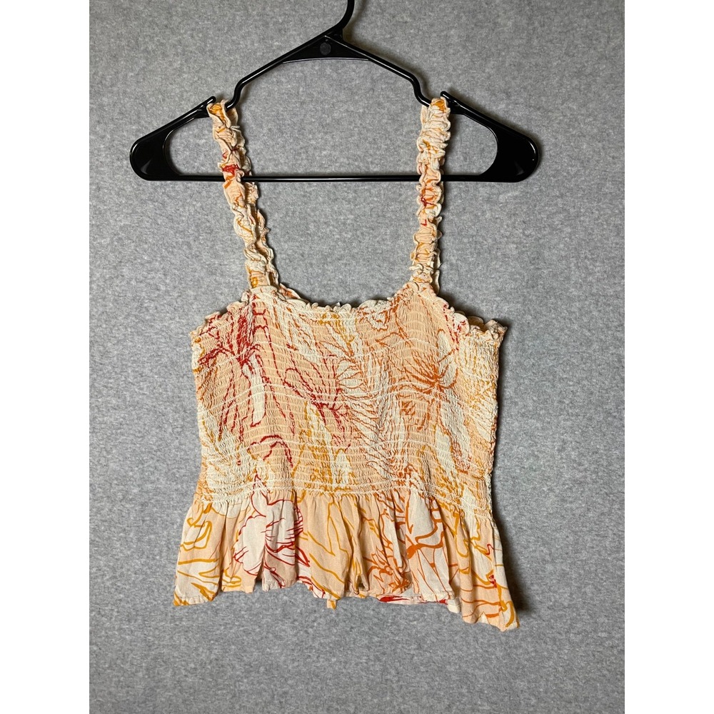 Patrons Of Peace Shirred Crop Top Medium Floral Straps Boho Western Festival‎